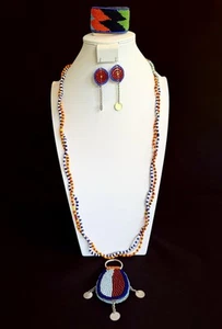 AUTÉNTICAS Joyas Africanas Hechas a Mano con Cuentas Masai: Collar Pendientes Pulsera - Imagen 1 de 9