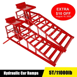 2-Pieces Auto Car truck Service Ramp Lift Car Jack Hydraulic Lift 5 Ton - Picture 1 of 9