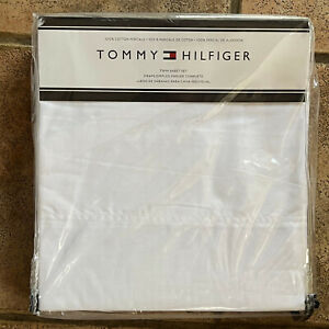 Tommy Hilfiger White Twin Size Sheet Set - 100% Cotton Percale 