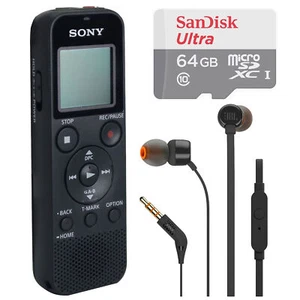 Sony ICD-PX370 Digital Voice Recorder + In Ear Headphones + 64GB microSDXC Card - Picture 1 of 11