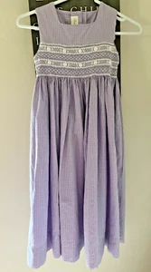 Strasburg Girl Sleeveless Gingham Check Dress Smocked White Purple Lilac Sz 7 ?? - Picture 1 of 8