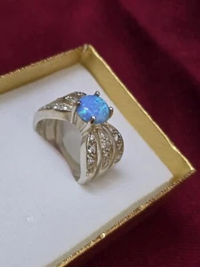 Party Wear Handmade Women Jewelry 925 Sterling Silver Opal Stone Ring - Picture 1 of 1