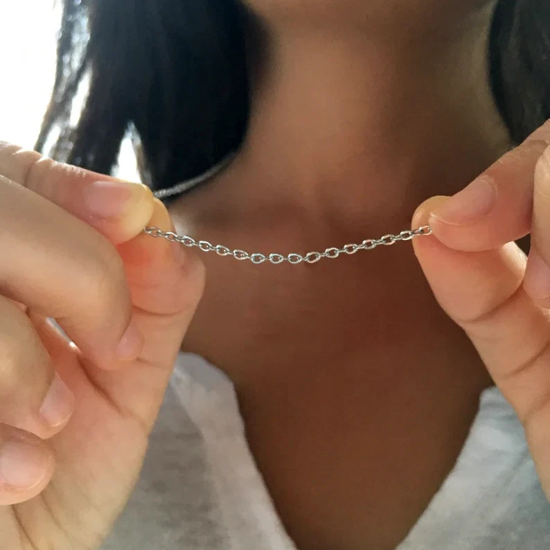 Collana in ACCIAIO INOX catena LUNGA o CORTA argento Semplice Base da Uomo Donna - Immagine 1 di 4