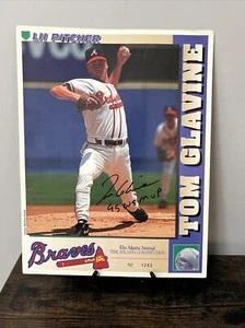 VTG 1996 Atlanta Braves AJC Poster Card Limited Ed /5000 8x11 Tom Glavine SIGNED - Picture 1 of 4