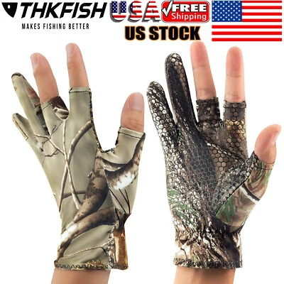 Fishing Gloves Outdoor Sports Anti-Slip Hunting Camouflage Gel Elastic Glove US - Image 1 of 4