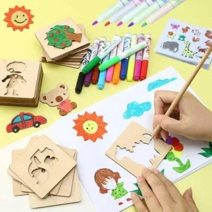 20 plantillas de madera Montessori juguetes de dibujo manualidades educativas hágalo usted mismo para niños - Imagen 1 de 20