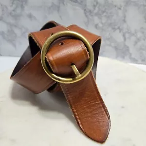 J. Jill Belt Womens Size 34 Genuine Brown Leather Brass Buckle Italy Classic - Picture 1 of 13