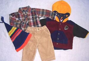  Boy 6-12 M CASUAL 4-P LOT ~BABY GAP~ GYMBOREE~ PANTS, SHIRT, HOODIE JACKET; HAT
