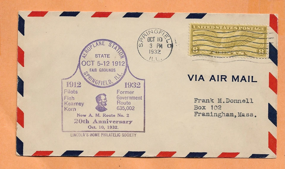 C17 FIRST FLIGHT SPRINGFIELD ILL OCT 10,1932 - Image 1 of 1