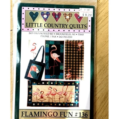 Little Country Quilts Pattern & Fabric FLAMINGO FUN #136 NEW Quilting Birds Pink - Image 1 of 3