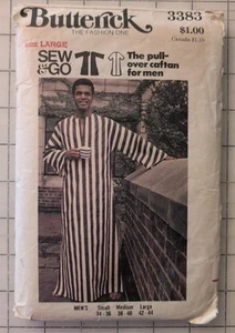 Vintage Butterick Sewing Pattern 3383 Mens Caftan Kaftan Sz L 42-44" Chest - Cut - Picture 1 of 3