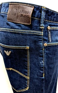 Pantalones de mezclilla ajustados ARMANI JEANS J06 para hombre W33/L30 azul oscuro pierna cónica elásticos $275 usados en excelente estado* - Imagen 1 de 12