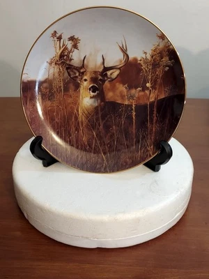 1992 Danbury Mint FULL ALERT Pride of the Wilderness DEER PLATE Bob Travers MIB - Image 1 of 3
