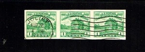 1933 U.S. CLASSIC 1c FORT DEARBORN Strip of 3   Sc#730a Great Cancel - Picture 1 of 1