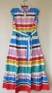 BNWT Boden Betty Maxi Shirt Dress Size 14 R, Multi Stripe - Picture 1 of 4