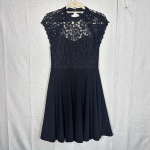 Vestido Jun & Ivy Para Mujer Mediano Sin Mangas Ajuste y Acampanado Falda Negro Encaje Floral (E) - Imagen 1 de 10