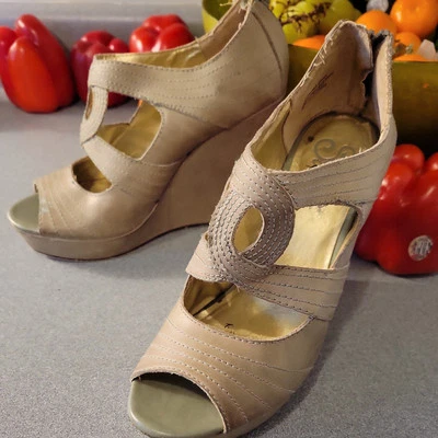 Zapatos Seychelles Mujer Talla 9 M Gris Plataforma Cuña Cuero Foto 1 de 4