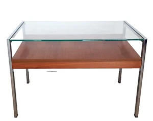 Beistelltisch Couchtisch 60er 70er Chrom Holz - Bild 1 von 3