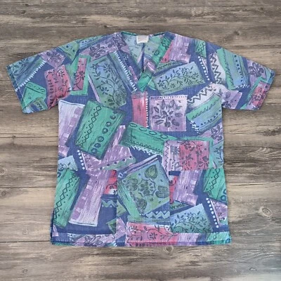 Blusa Médica Barco Nurse Medical para Mujer Extra Pequeña XS Azul 2 Bolsillos Estampado Completo Foto 1 de 4