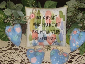 Springtime Decor Friendship Fabric Sign 4 Hearts Wreath Accents Handmade Gift - Picture 1 of 3