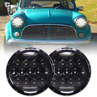 E Mark Pair 7" inch LED Headlight DRL Hi/Lo Beam For Classic Mini Austin Rover - Image 1 of 4