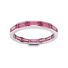 Sterling Silver 925 Pink Topaz Baguette 4x2mm Band Ring AAA Quality Stones.