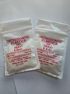 2-pack Orthodontic Elastics Rubber Bands 1/4" Heavy 6.5oz force, Size 6.4mm - Picture 1 of 3