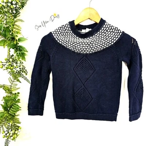 Tucker Tate Kids Cotton Knit Sweater S Navy Blue & White Girls Sz S ~ SW103.10 - Picture 1 of 6