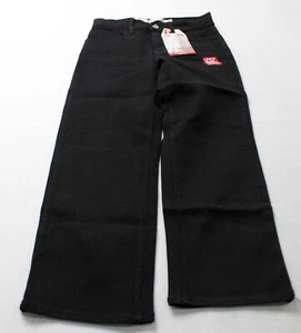 Levi's Girl's Basic Mid Rise Relaxed Fit Wide Leg Jeans AN3 Black Size 7 NWT - Picture 1 of 5