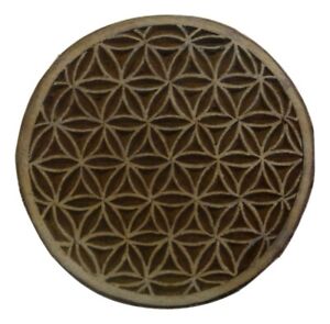 Flower of Life Round 6.3cm Indian Hand Carved Wooden Printing Block Stamp