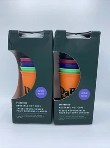 Starbucks 2020 Halloween Glow In The Dark 16oz Reusable Hot Cup & Lid Lot Of 2 - Picture 1 of 4