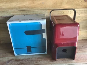 VINTAGE DECOR ORIGINAL DOUBLE WINE COOLER - 70s VINTAGE MAROON BOXED - Picture 1 of 13