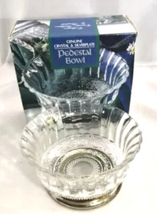 Vintage kleine echte Kristall & versilberte kleine Sockel Obst Nuss Schale Schale Bo - Bild 1 von 13