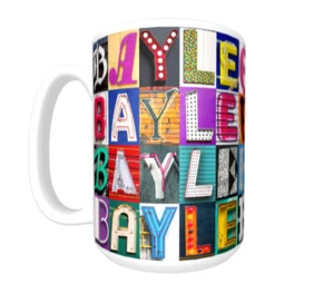 Taza/taza de café BAYLEE con el nombre en fotos de letras de letrero - Imagen 1 de 3