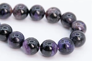 10MM Genuine Natural Dark Color Russian Charoite Beads Grade A Round Loose Beads - Picture 1 of 3