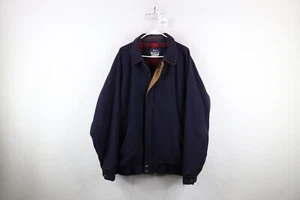 Vintage 90s Woolrich Mens XLT Distressed Lined Wool Bomber Jacket Navy Blue USA - Picture 1 of 18