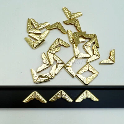 100PCS NEW AU Metal Book Scrapbooking Photo Album Menu Corner Protectors 14x2mm - image 1 of 4