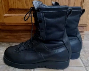 Belleville Combat Black Leather Steel-Toe Boots Men 9 XW USA Vibram Gore Tex - Picture 1 of 8