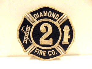 large Diamond Fire Co. #2 blue & white fireman's embroidered patch - Picture 1 of 4