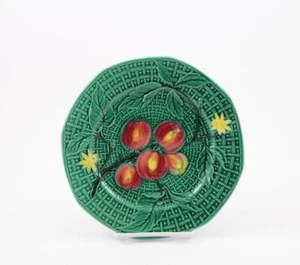 Antiguo plato de mayólica flor de fruta tejido de cesta de George Scheider Zell Alemania - Imagen 1 de 7