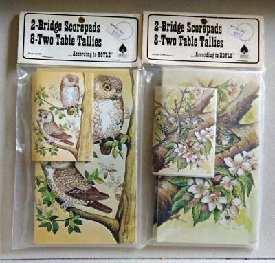 Hoyle 2 Bridge Scorepads & 8 Two Table Tallies New Sealed Owls and Baby Birds - Image 1 of 4