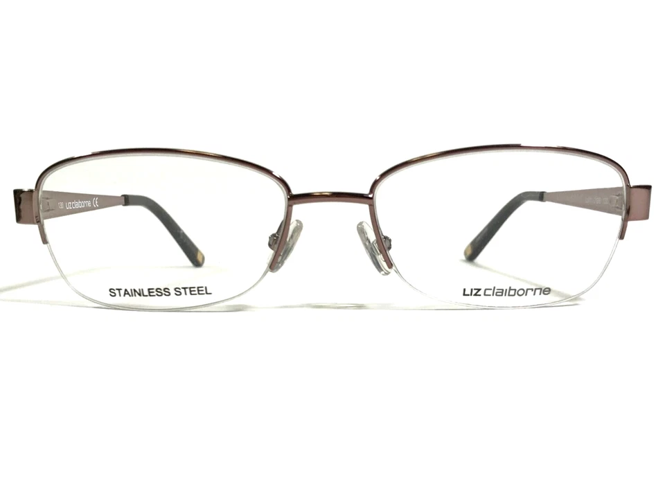 Monturas de gafas Liz Claiborne L611 01B8 marrón rectangular media borde 52-17-130 Foto 1 de 4