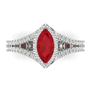 1.2 tcw Marquise Cut Engagement Ring 14K White Gold Tourmaline Promise Ring - Picture 1 of 11