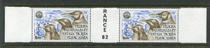 FRENCH ANTARCTIC 1982, BIRDS: PENGUINS PHILEXFRANCE '82, Sc C70 PAIR + LABEL MNH - Picture 1 of 1