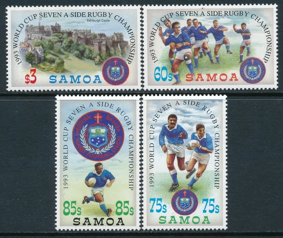 1993 SAMOA SEVEN-A-SIDE RUGBY WORLD CUP CONJUNTO DE 4 BOM ESTADO PERFEITO, SEM MARCA DE CHARNEIRA - Imagem 1 de 1