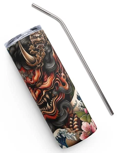 日本 Oni Demon #2 Stainless steel TUMBLER with reuseable metal straw 20 OZ - Picture 1 of 4