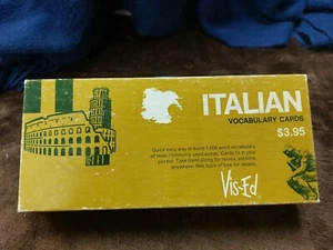 Vintage VIS-ED ITALIAN Vocabulary Learning 1000 Flash Cards In Box w/ Index Note - Picture 1 of 3