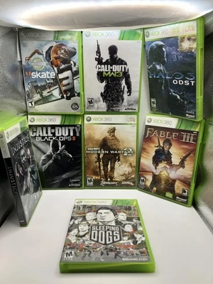 Lote de 8 juegos Xbox 360 Halo 3 ODST Fable 3 COD MW3 BO2 Skate 3 perros dormidos Foto 1 de 4