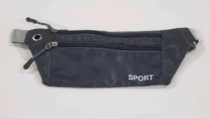 Black Gray Nylon Sport Fanny Pack Adjustable Strap Light Weight - Picture 1 of 4
