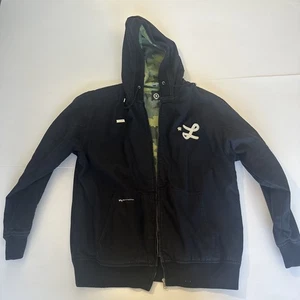 LIFTED RESEARCH GROUP L-R-G LRG 2XL Xxl Zip Hoodie Jacket Camo Black Vintage - Picture 1 of 6